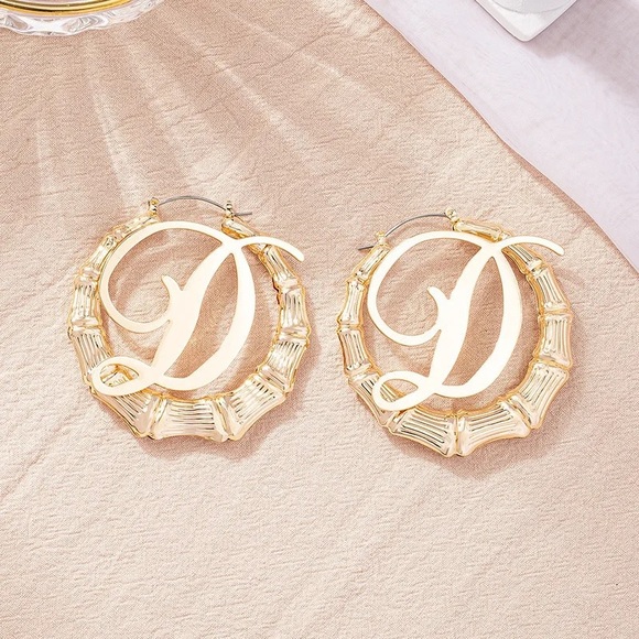COPY - Initial Bamboo Earrings For Women Party Hip-Hop Sexy Jewelry earrings - Picture 3 of 4